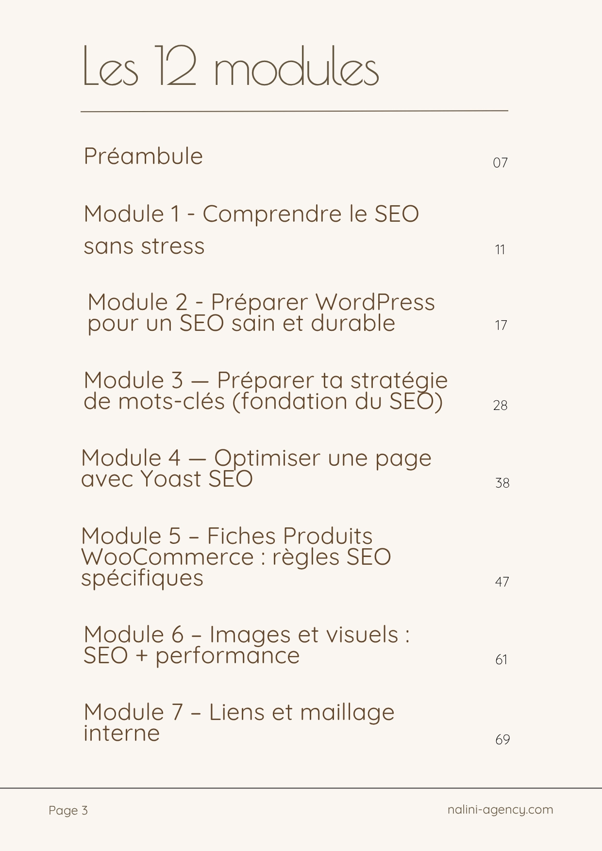 Liste des 10 modules de la formation WordPress en ligne – Manuel WordPress SEO